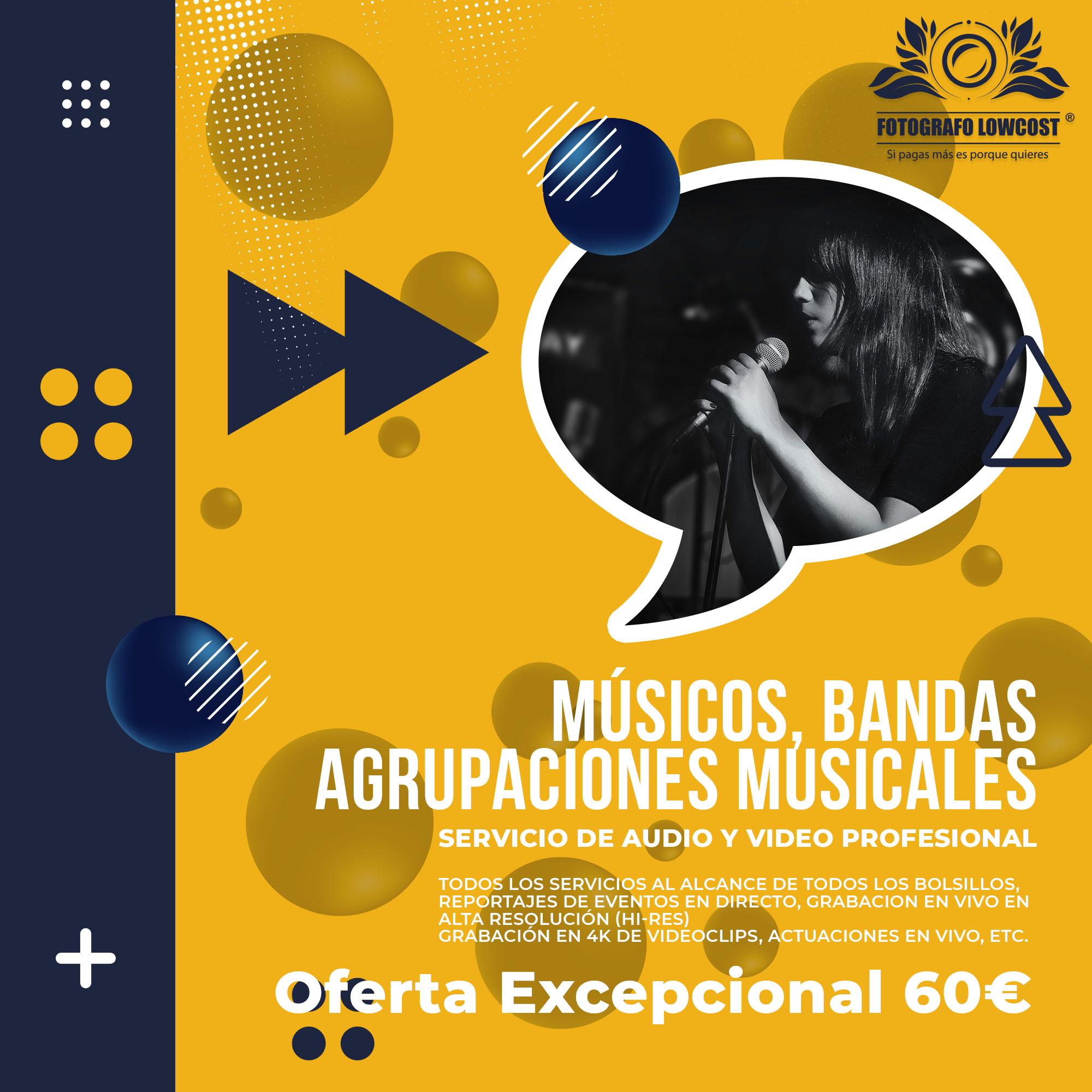 fotografo en fotografía, audio HD y servicios de Video en 4K para Músicos y artistas Talavera de la Real 